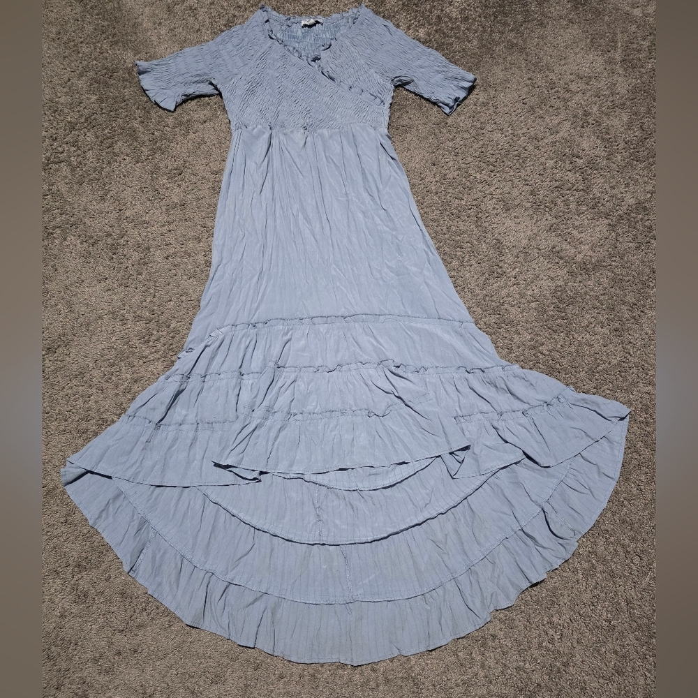 Polagram Sky Blue Smocked Dress